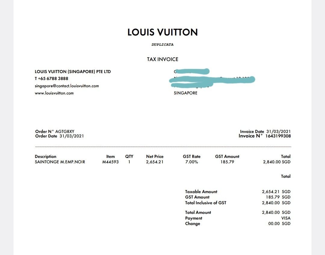 Fake Louis Vuitton Receipt Template PDF