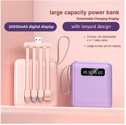 Mini Power bank 20000mAh with 4in1 Powerbank with LED Torch Light