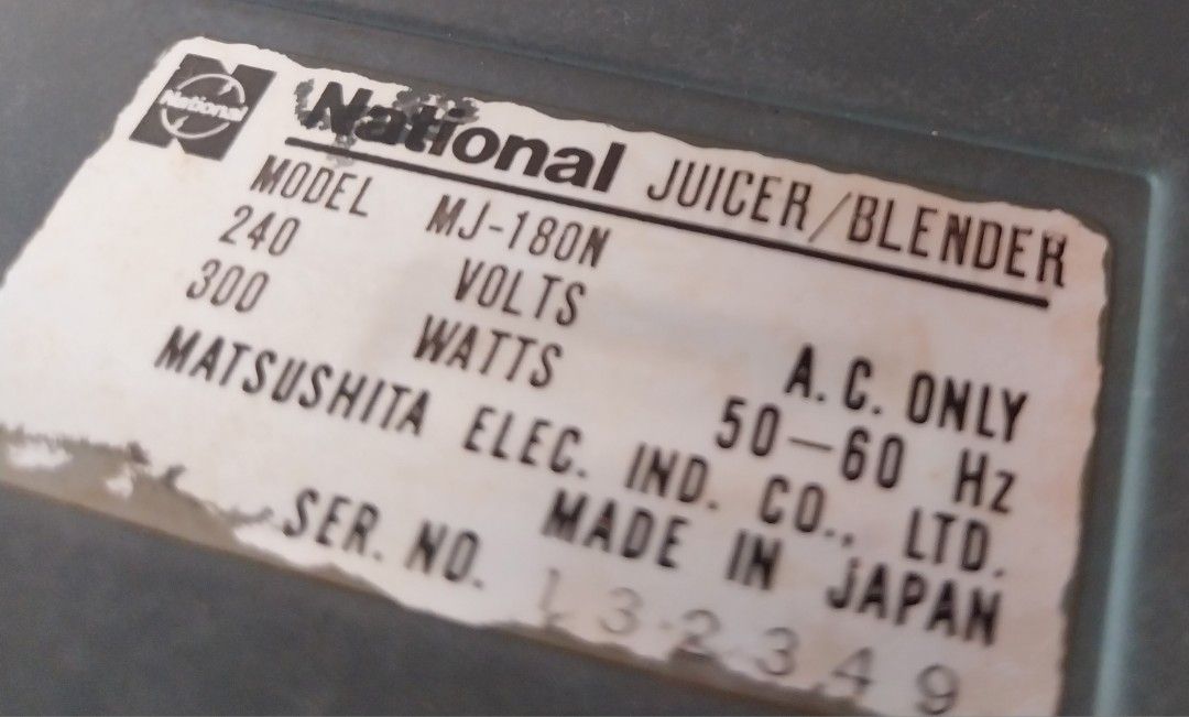 National Juicer Blender (Made in Japan), TV & Home Appliances, Kitchen