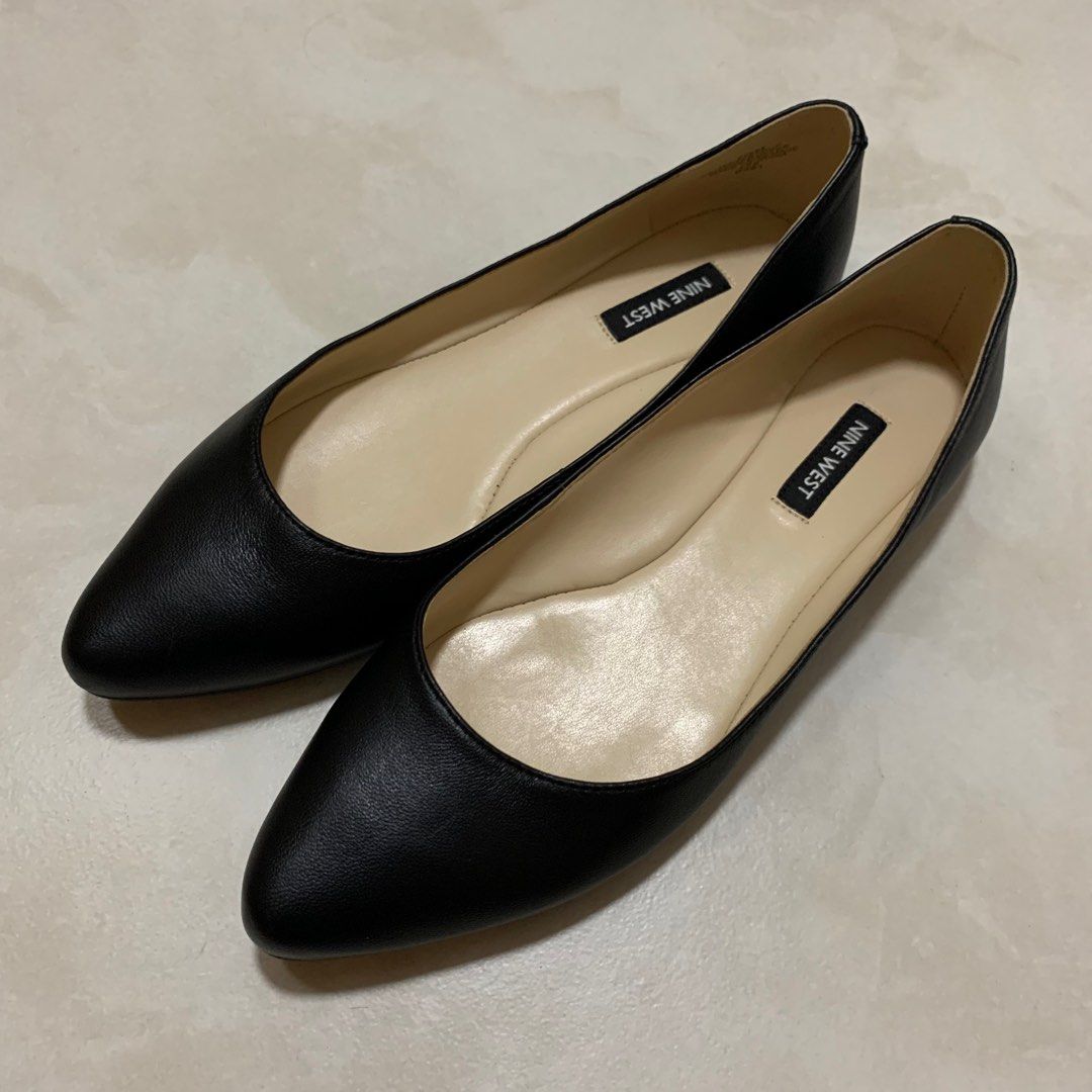 Nine west black leather outlet flats
