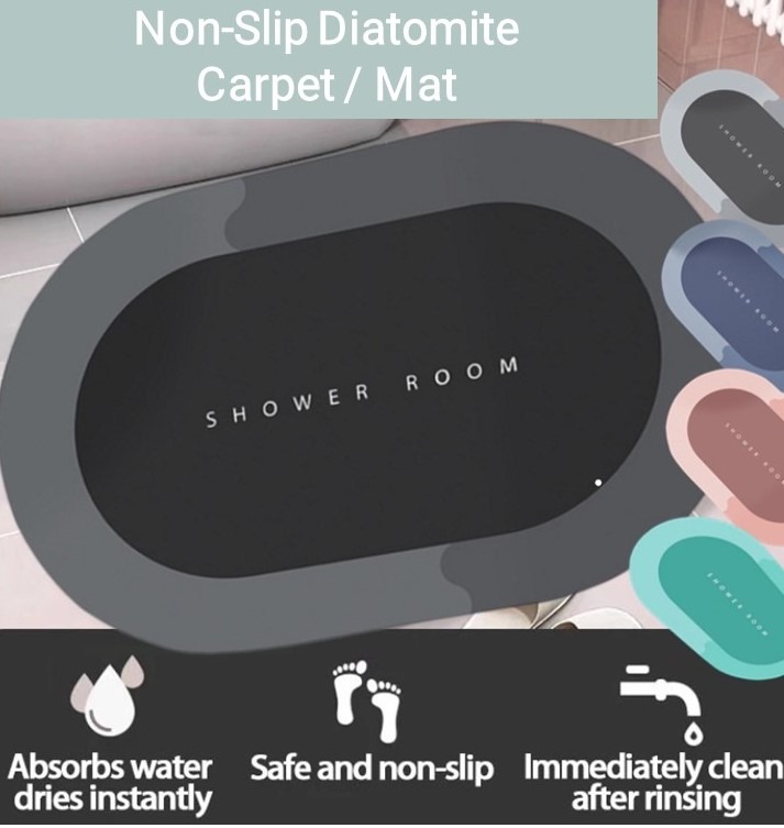 Non-Slip Quick Dry Absorbent Diatomite Bathroom Mat, Furniture & Home ...