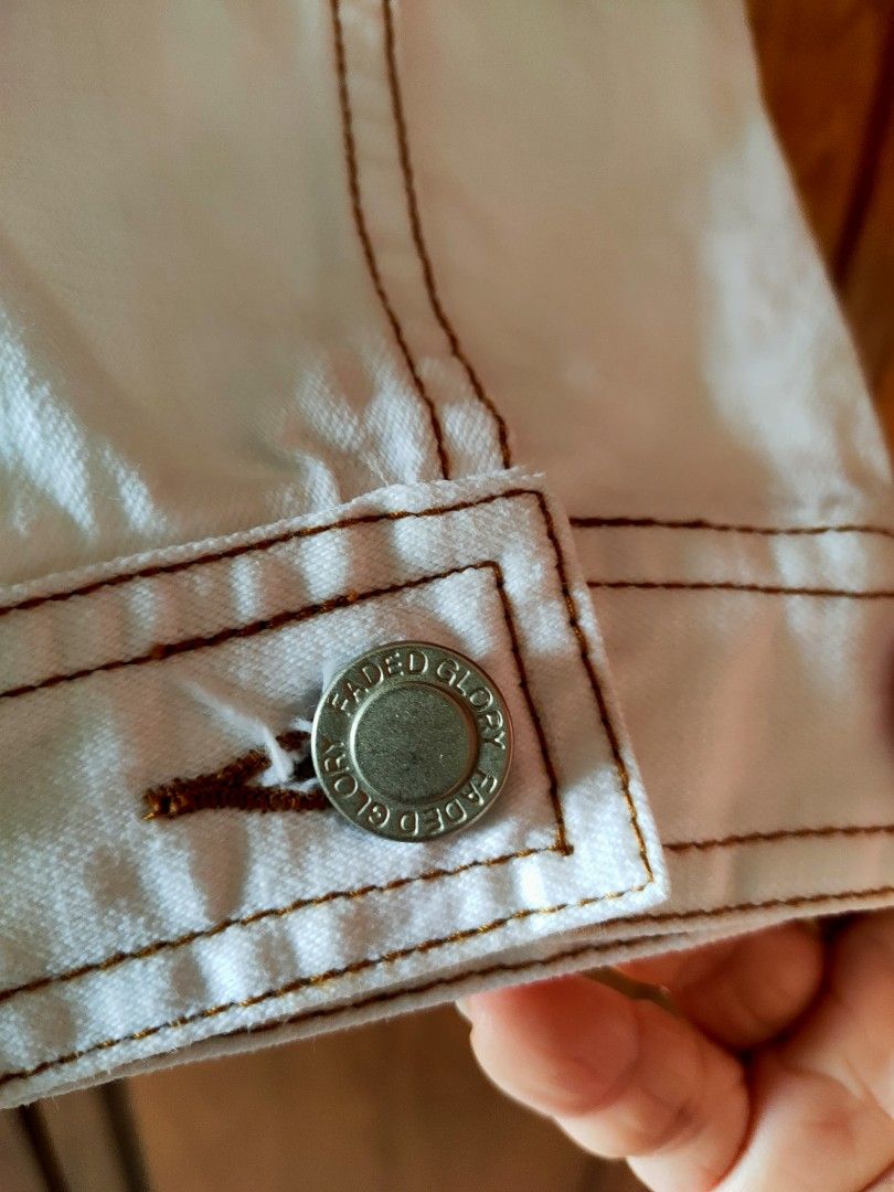 White denim jacket with gold buttons store