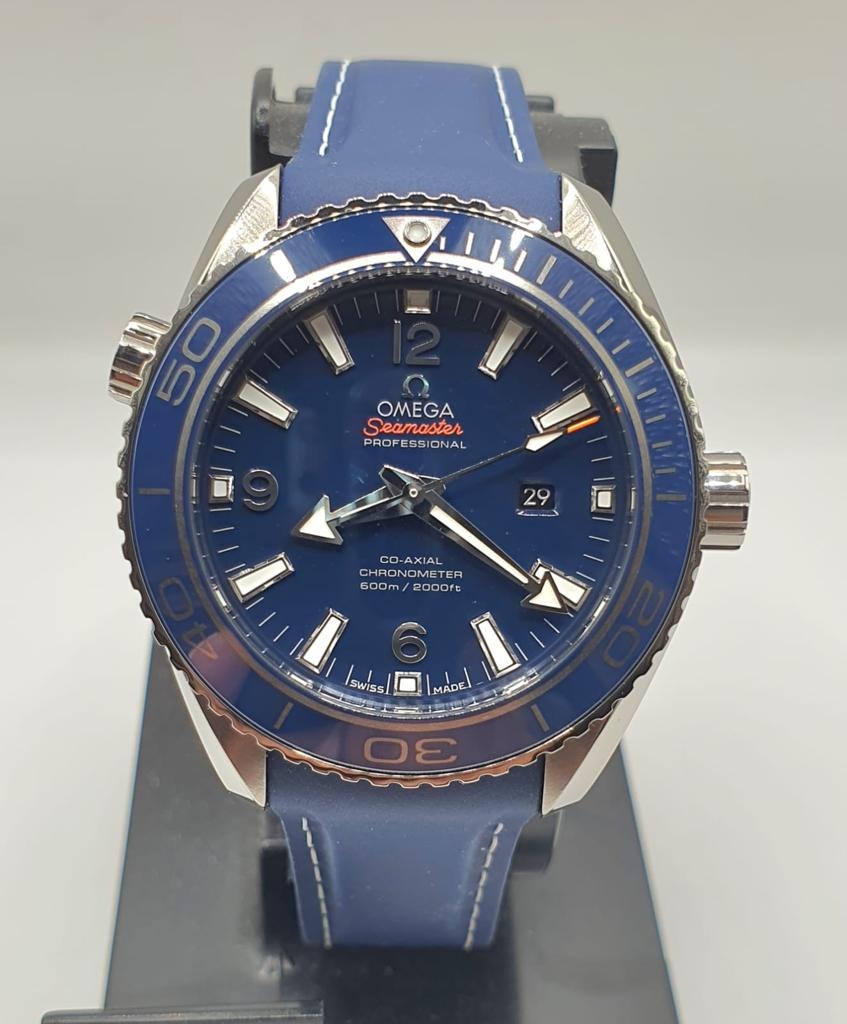 Omega planet ocean store blue rubber strap