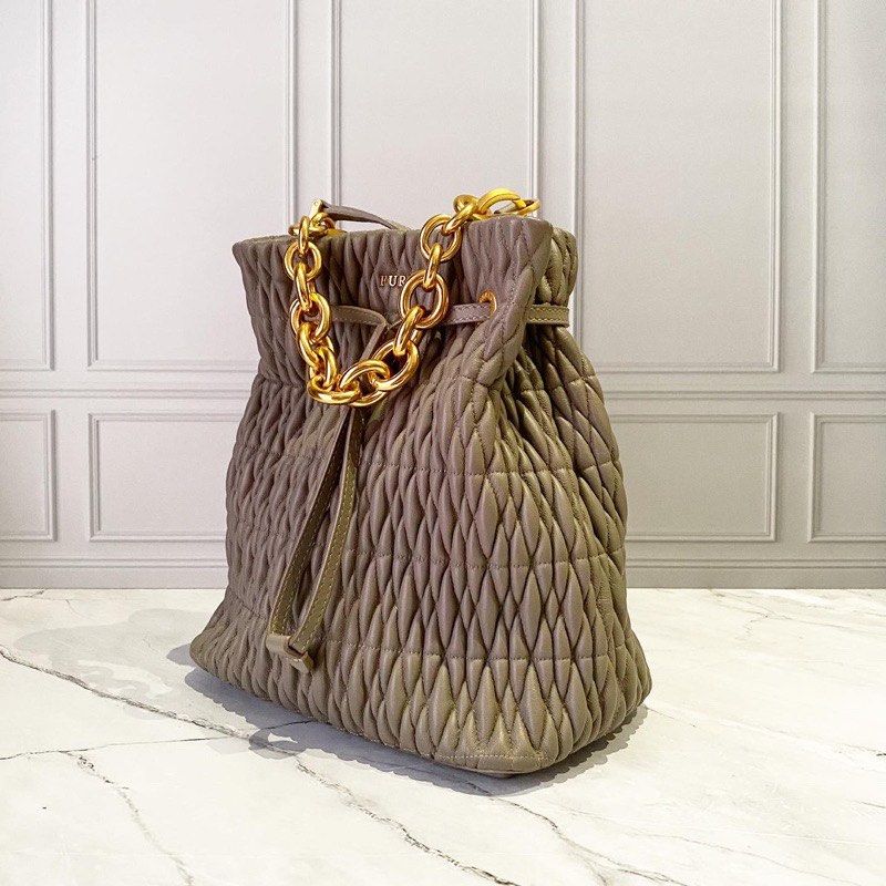 ORIGINAL Furla Stacy Cometa Drawstring Satchel Grey