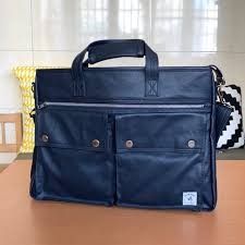 Porter International Briefcase Bag Milky Plus Deep Blue