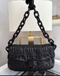 Prada Vintage - Gathered Nappa Leather Chain Tote Bag - Brown