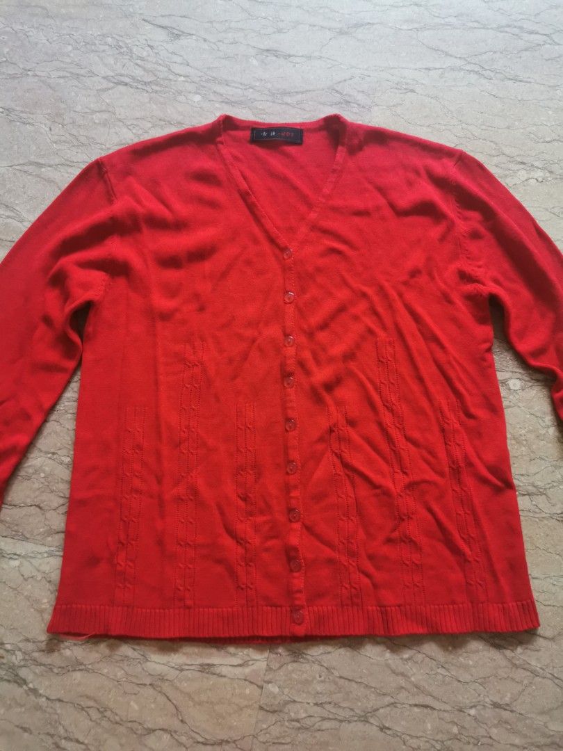 Red button clearance down cardigan