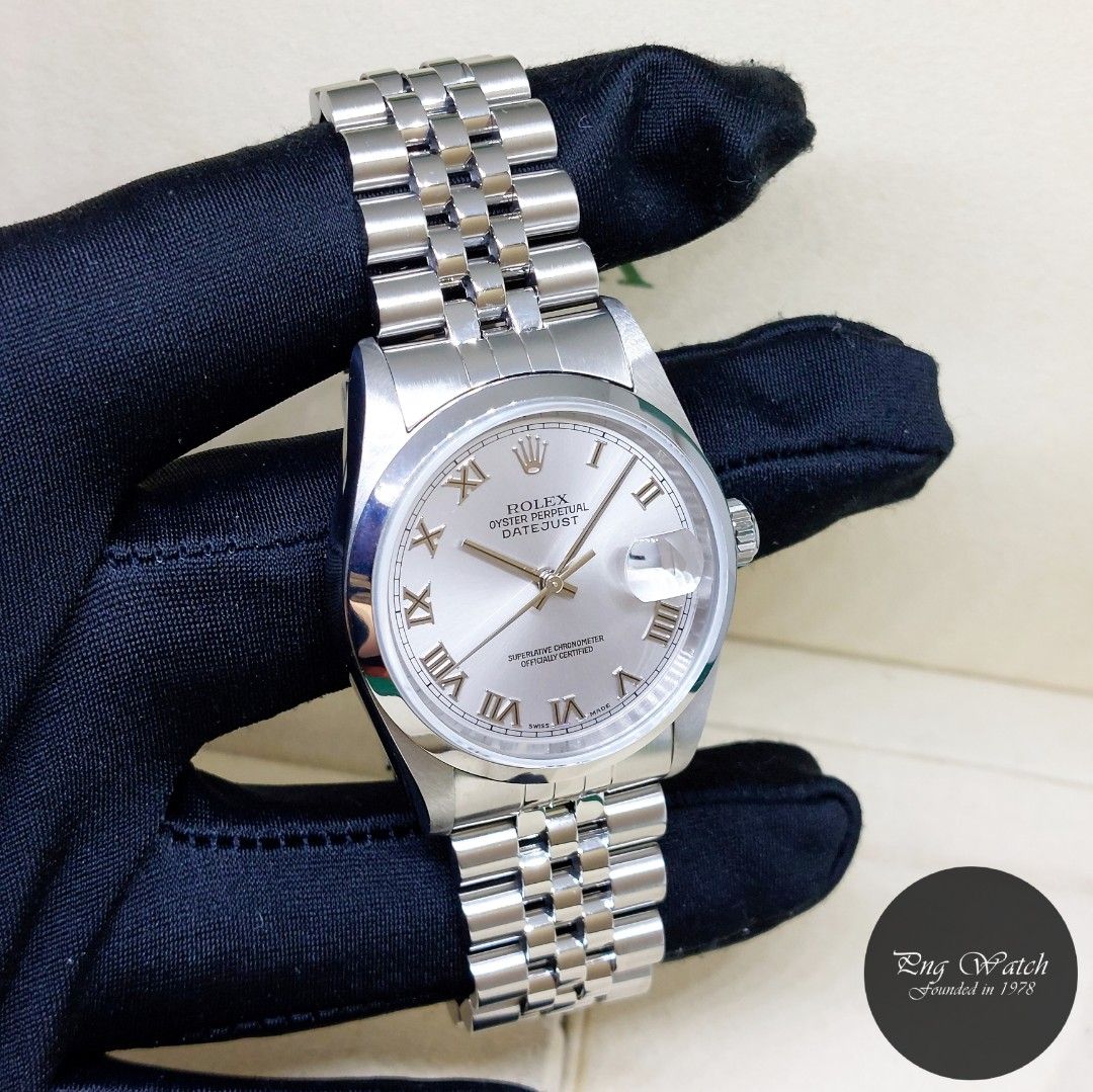 NOT AVAILABLE Rolex 36mm Oyster Perpetual Rhodium Roman Dial
