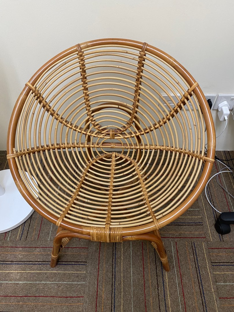 Round rattan chair, Furniture & Home Living, Furniture, Chairs on Carousell