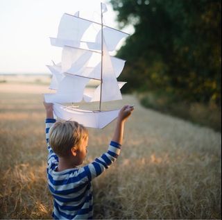 Giant Sailing Ship Kite in Indigo