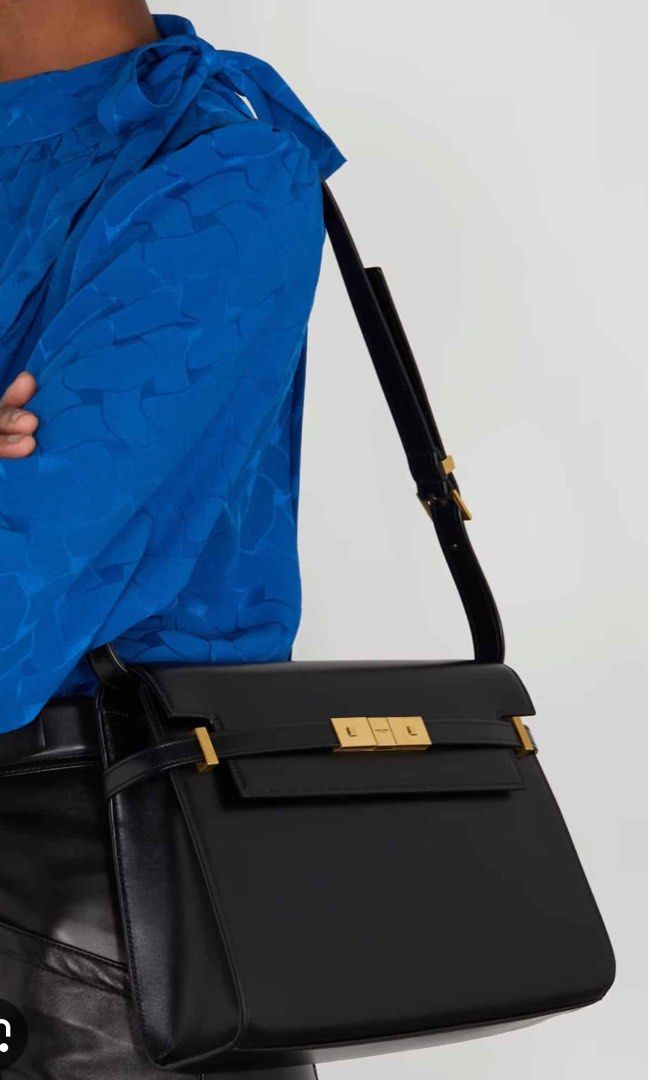 Manhattan mini crossbody bag in box saint laurent leather, Saint Laurent