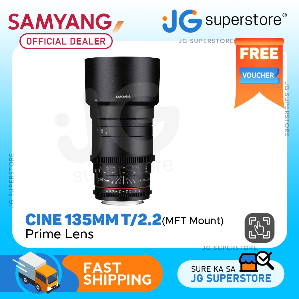 Samyang MF 135mm T2,2 VDSLR MK2 für Canon RF – Video Cine Objektiv Vollformat und APS-C Teleobjektiv Festbrennweite, manueller Fokus, für Kameras mit RF Anschluss, für EOS Serie