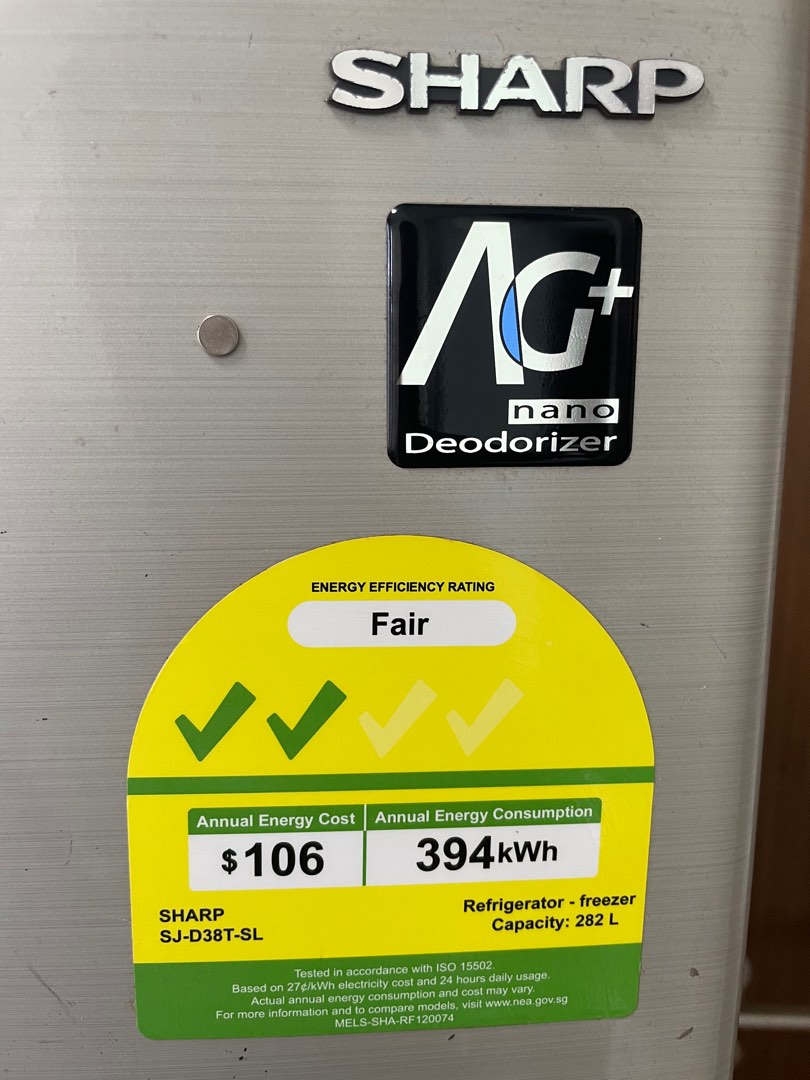 Sharp 280L well used fridge for sale, TV & Home Appliances, Kitchen