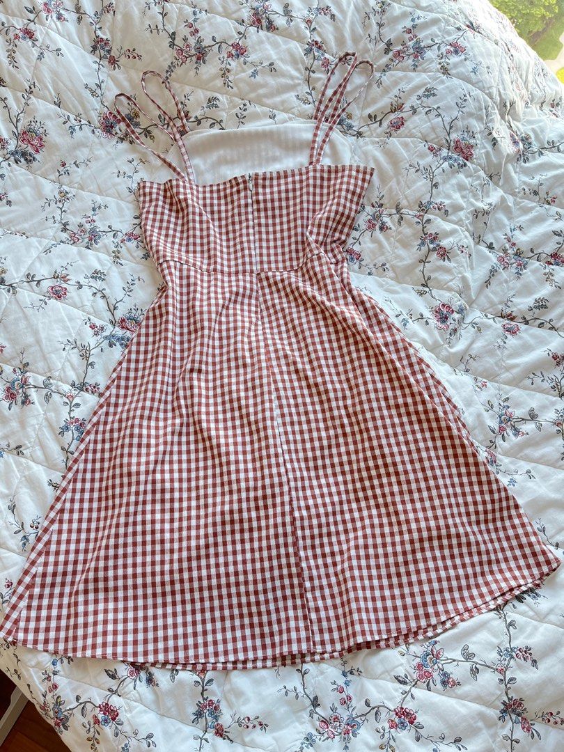 shopsassydream pink short gingham checkered strappy dress Women s
