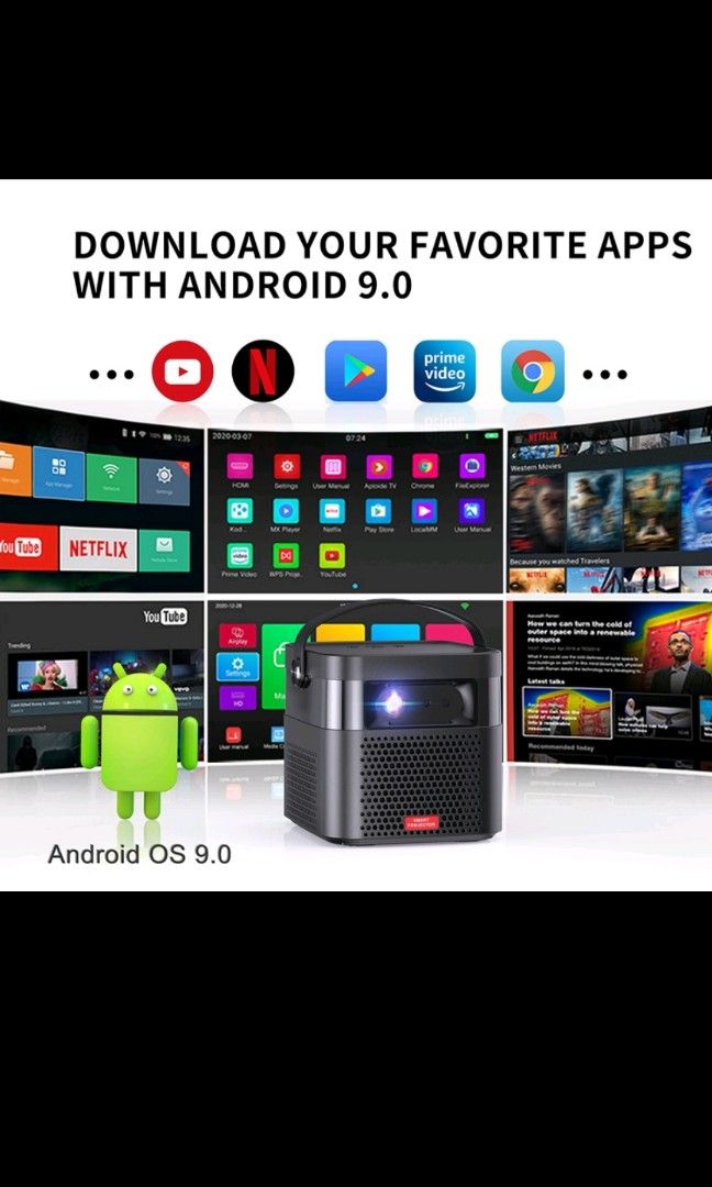 Smart projector (Category: Projectors) located in Singapore. Submitted by acemalice (Listing ID 1240102221, Image 2). Description: *Smart Mini 4K Projector *Portable DLP 3D *Android WiFi LED Full HD *Link to Smartphone, laptop, *Cinema Classroom *Home Theater Office *Business & Outdoor Wireless RFS : Lucky draw price.