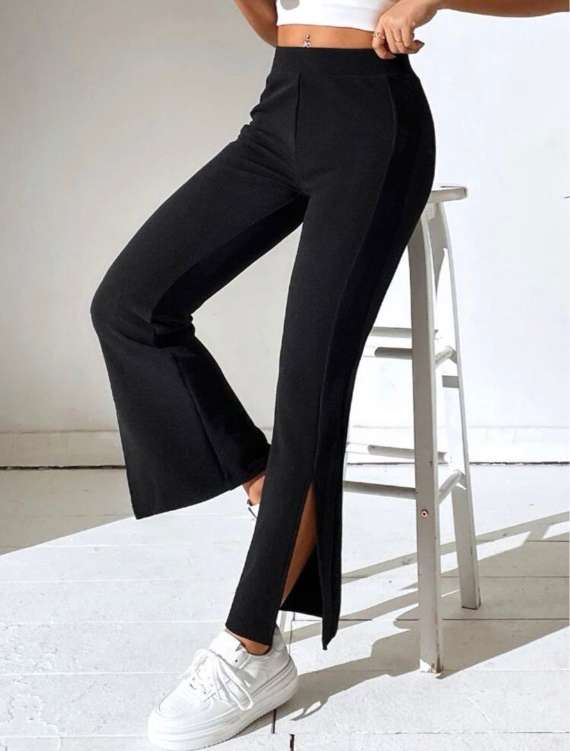Split Hem Flare Leg Pants, Women's Fashion, Bottoms, Other Bottoms