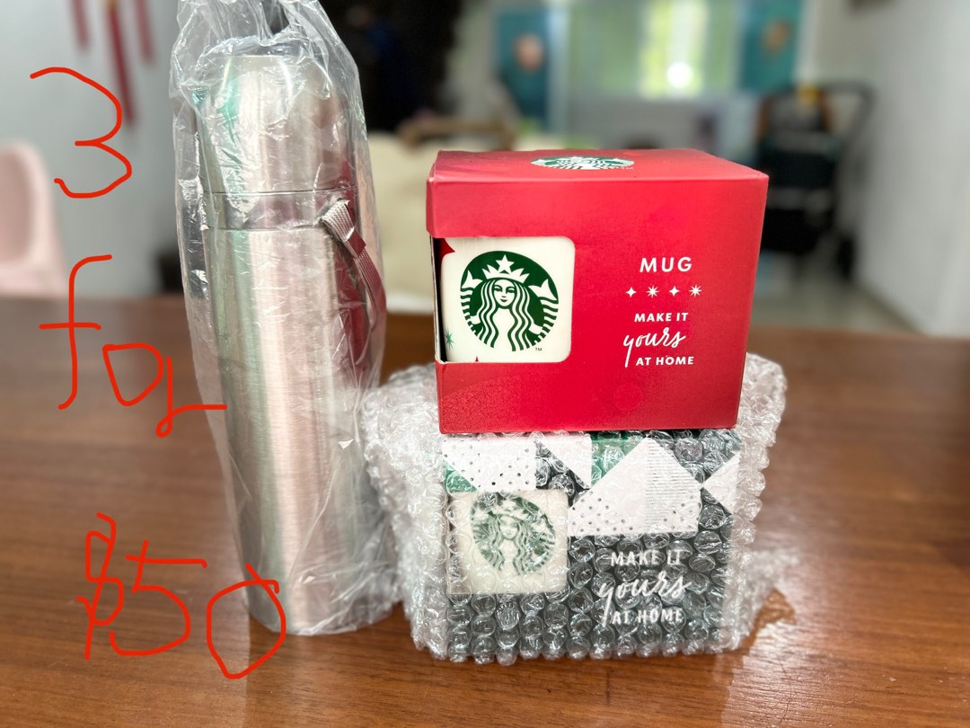 Starbucks cup and Temo flask, Furniture & Home Living, Kitchenware