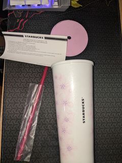 Starbucks Sakura Cherry Blossom Stainless Tumbler Cold Cup Pink white