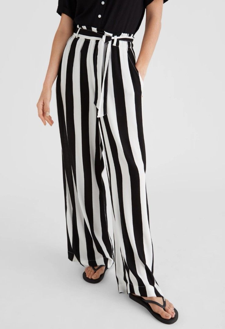 White striped black pants sale