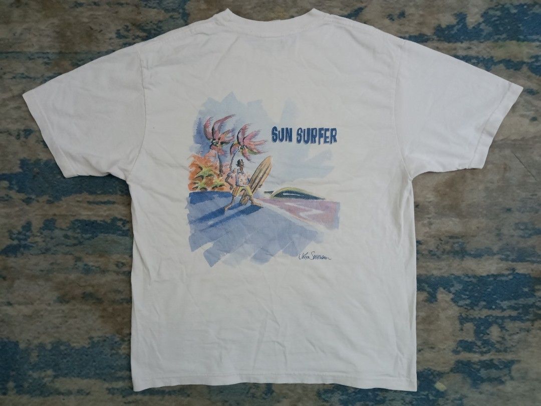 SUNSURF USA JOHN SEVERSON HAWAIIAN SURFING VINTAGE T SHIRT SUN SURF TAILOR TOYO ENTERPRISE JAPAN