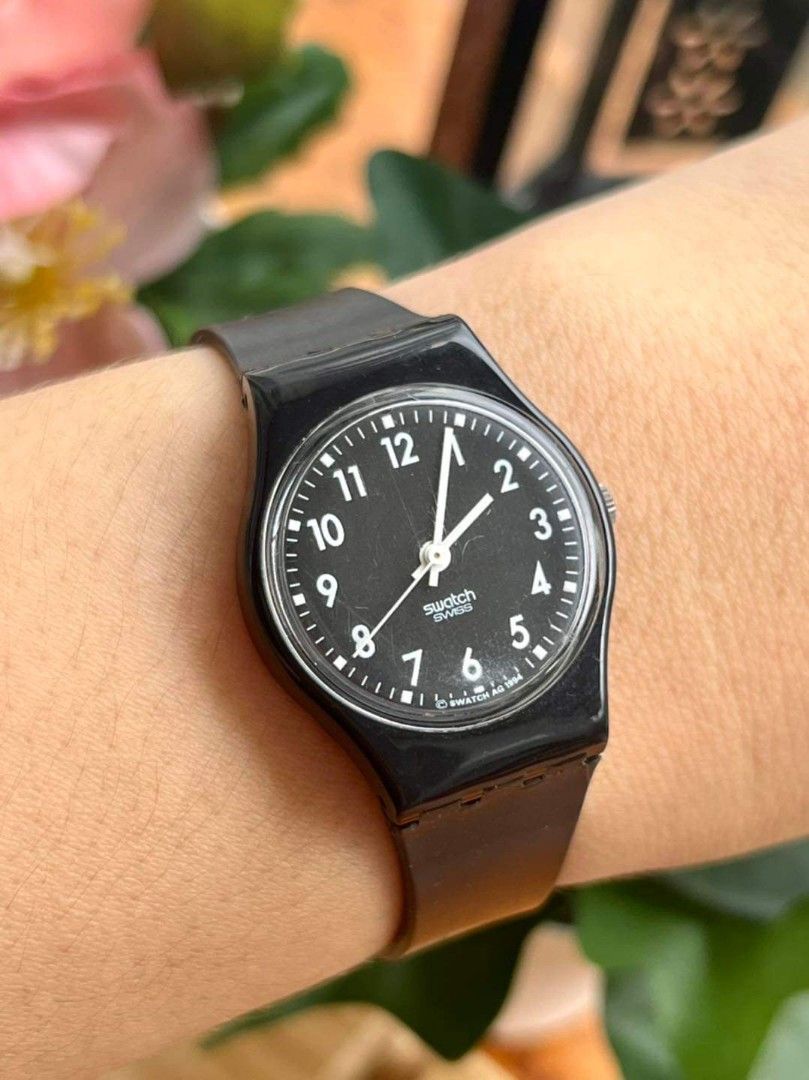 Swatch black deals watch