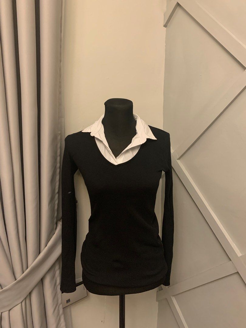 Sweater with white collar and cuffs store