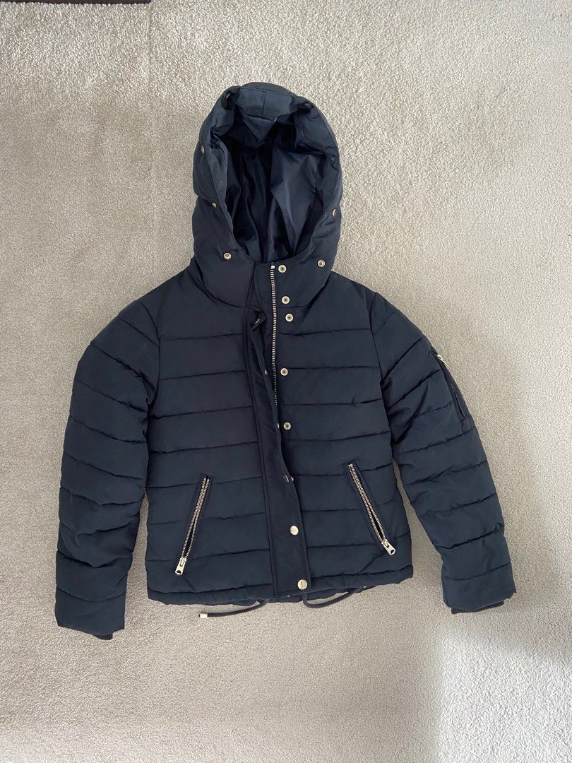 Topshop navy faux best sale fur quilted puffer jacket