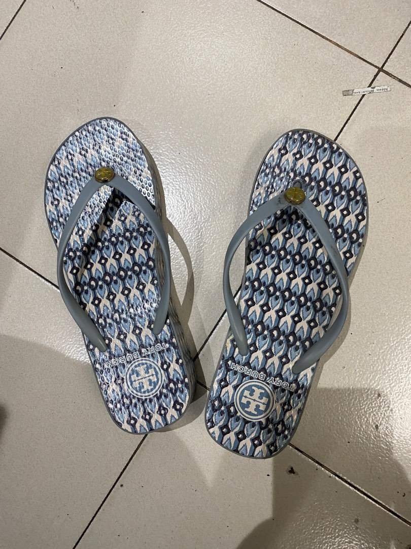 Tory Burch blue slippers on Carousell