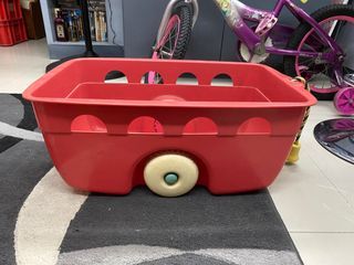 Toy Box, Toy Bin, Toy Organizer with wheels and Rope for pulling, Riding Box,