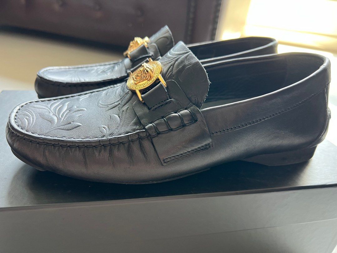 Mens black versace loafers sale