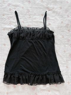 y2k vintage black lace cami japan