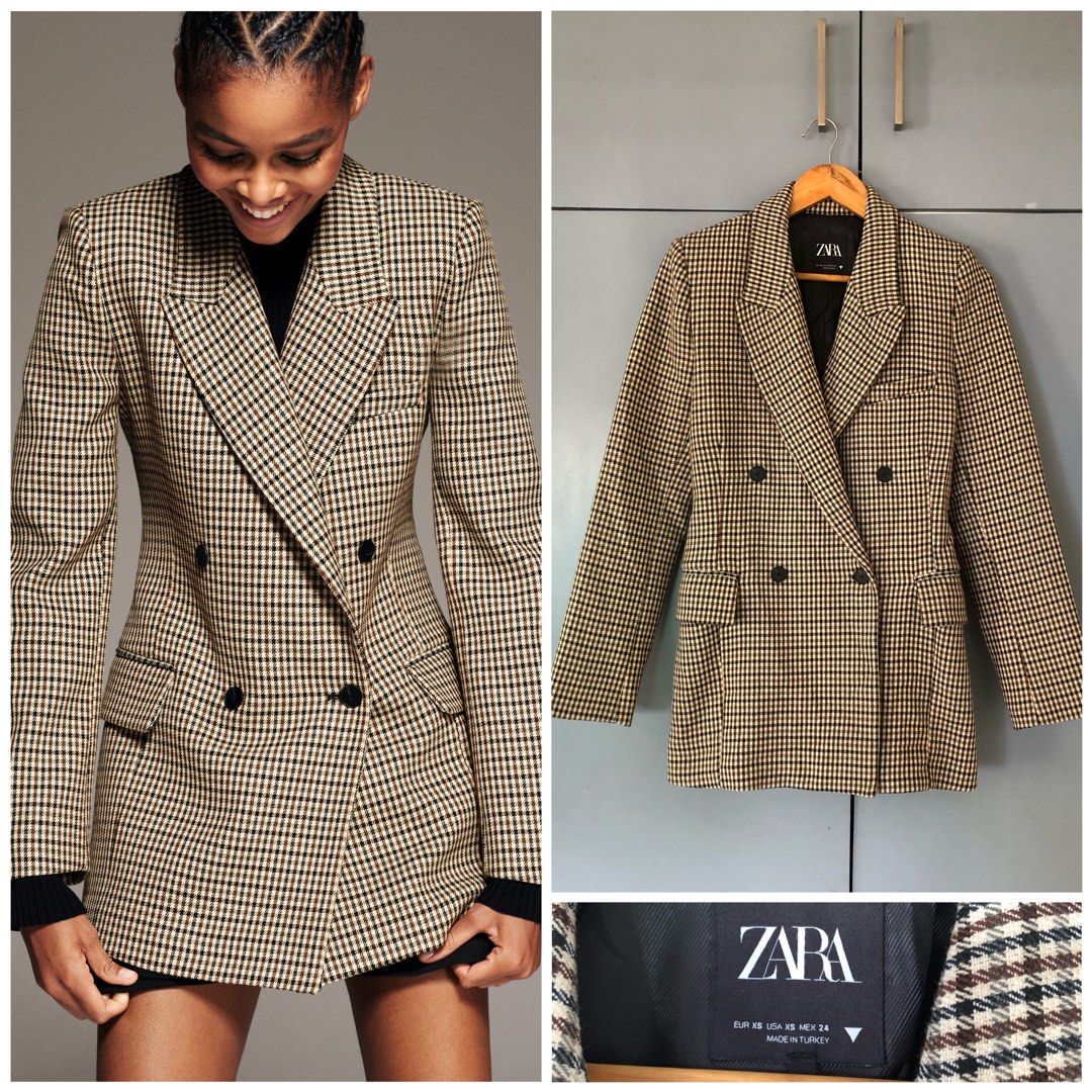 Houndstooth blazer shop womens zara