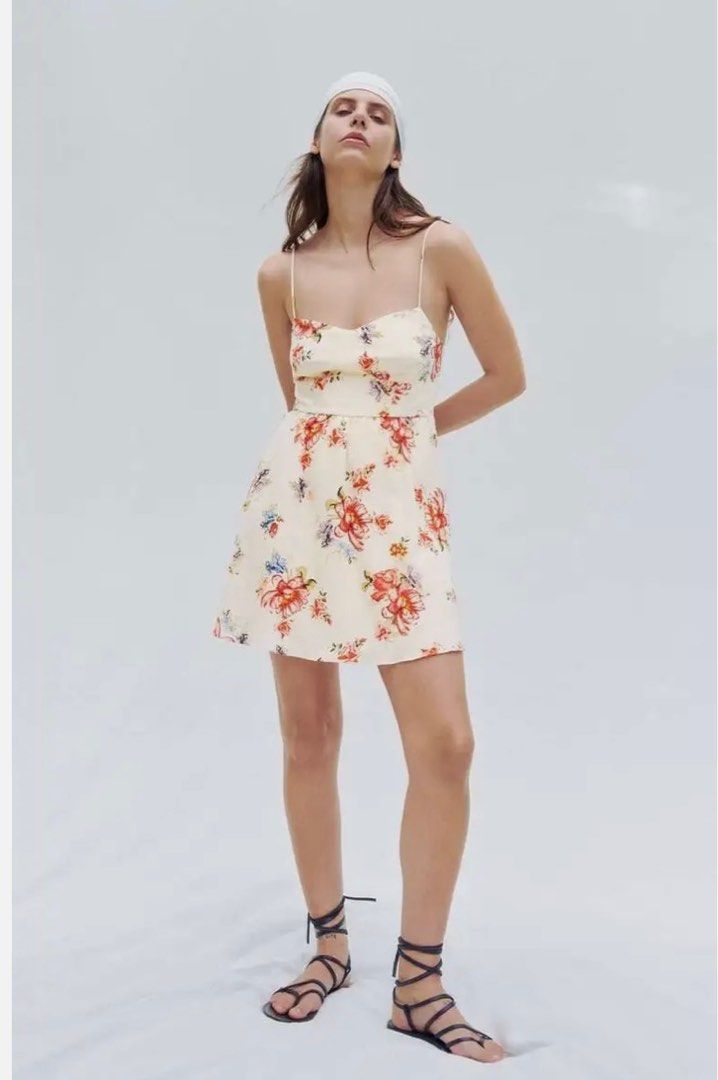 ZARA NEW CORSET STYLE FLORAL PRINT DRESS FLARED SMALL