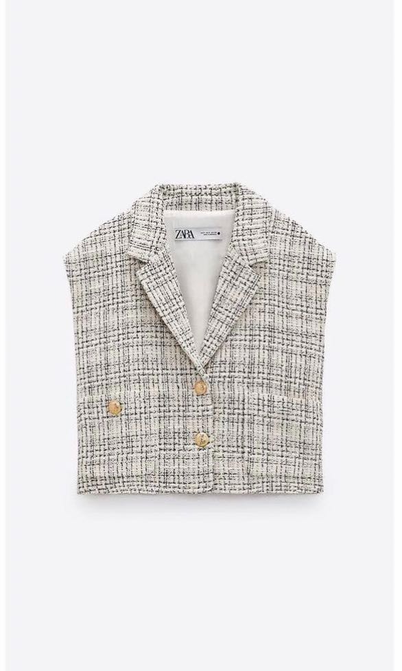 Zara tweed vest best sale