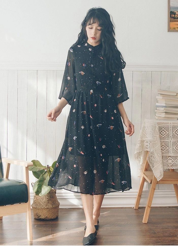 Chiffon midi shirt dress outlet