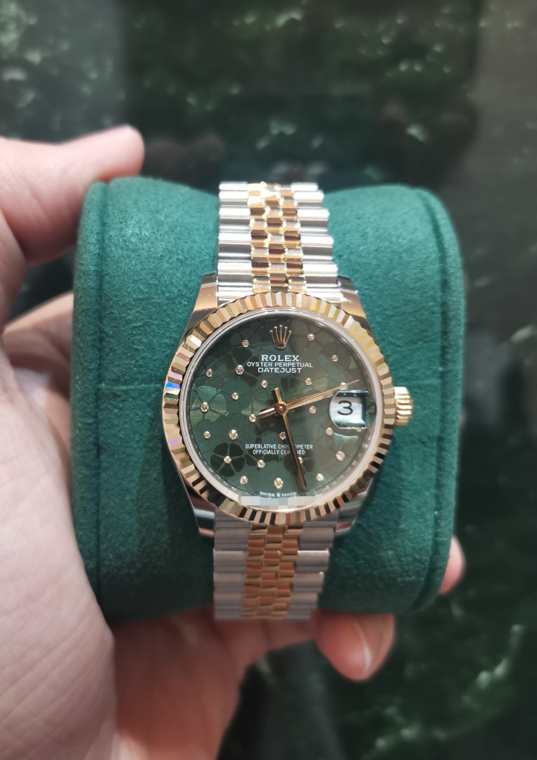 Rolex Datejust Green Dial Half Gold