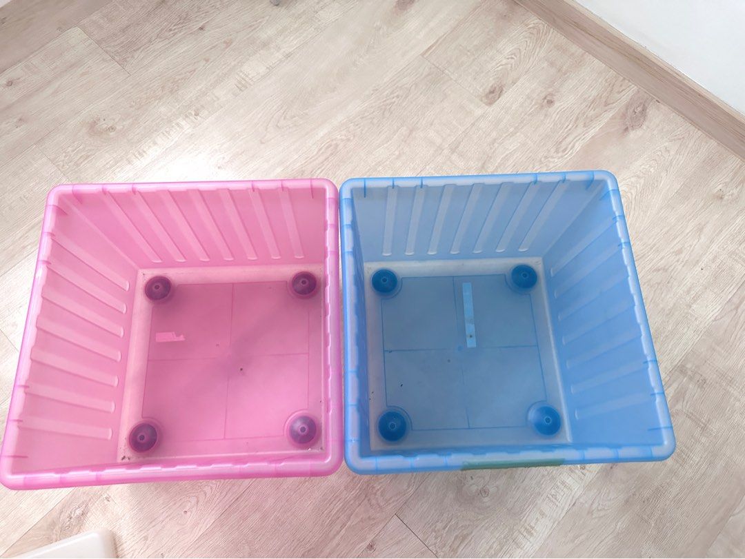 2x Ikea vessla storage crate with castors, Furniture & Home Living