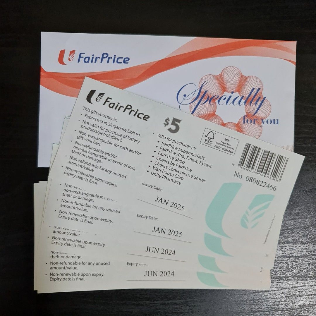 $5 Fairprice Vouchers [Jan 2025 Expiry], Tickets & Vouchers, Vouchers