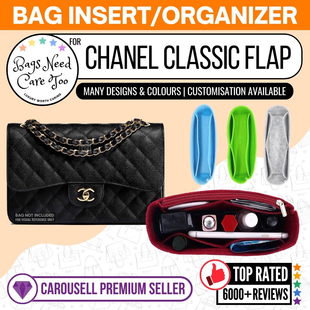 𝐁𝐍𝐂𝐓👜]🧡 Chanel Classic Flap Bag Organizer, Felt Bag In Bag  Customized Organiser