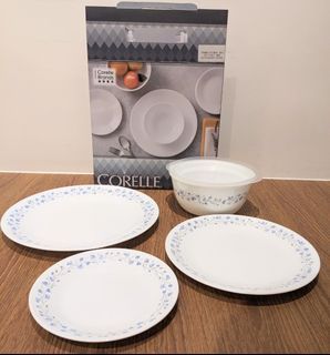 美國康寧 CORELLE 康寧餐具 5件式餐盤 餐具 平盤 拉麵碗 微波蓋 絕美紫薇 餐盤 餐碗 plate