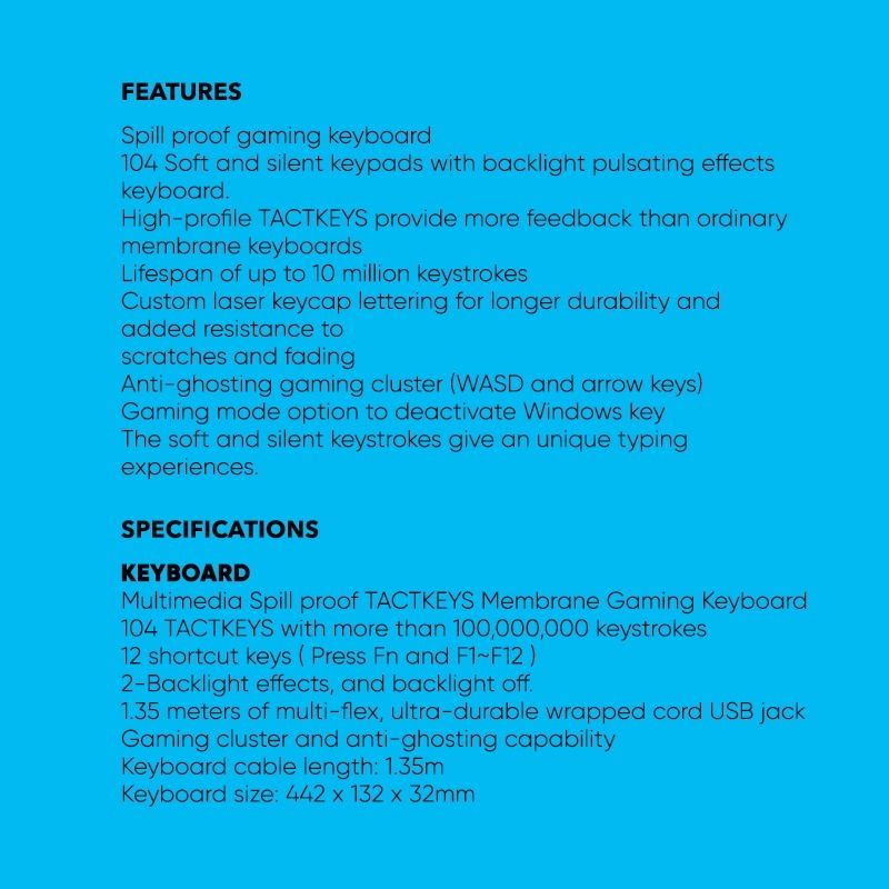 Alcatroz XCraft XKB 100 Spill Proof Gaming Keyboard with Backlight