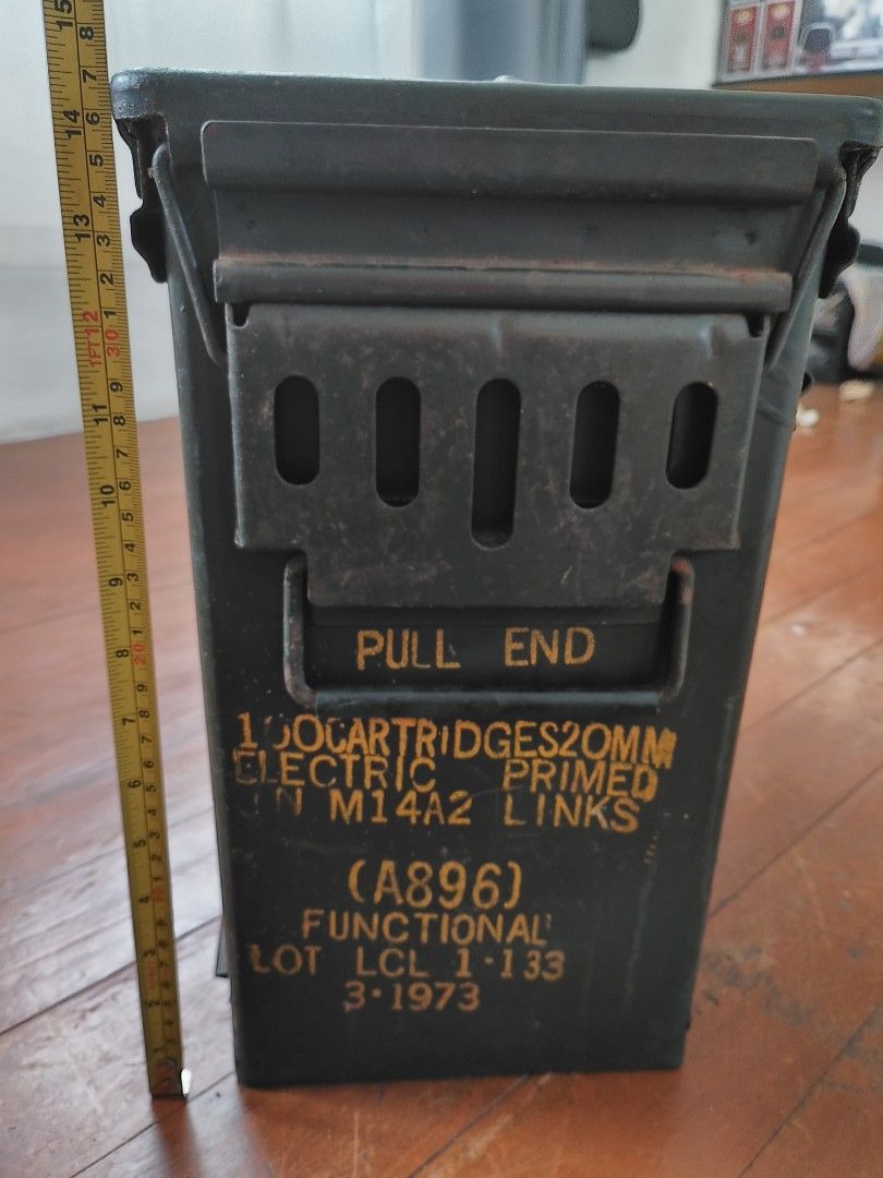 Antique Ammo Box (Category: Storage Boxes & Baskets) located in Angeles City. Submitted by archers78 (Listing ID 1235365841, Image 2). Description: 1973 Ammunition Box Well kept. Please see pics Full metal. Water resistant. Dimensions L18.5 in x W8.5 in x H14.5 in 📍 Location: Angeles Pampanga 👉 Pick-up or Delivery only 🚚 Shipping: via JnT (Buyers expense) 💸 MOP: GCash/Bank Transfer/Cash(pick-up).