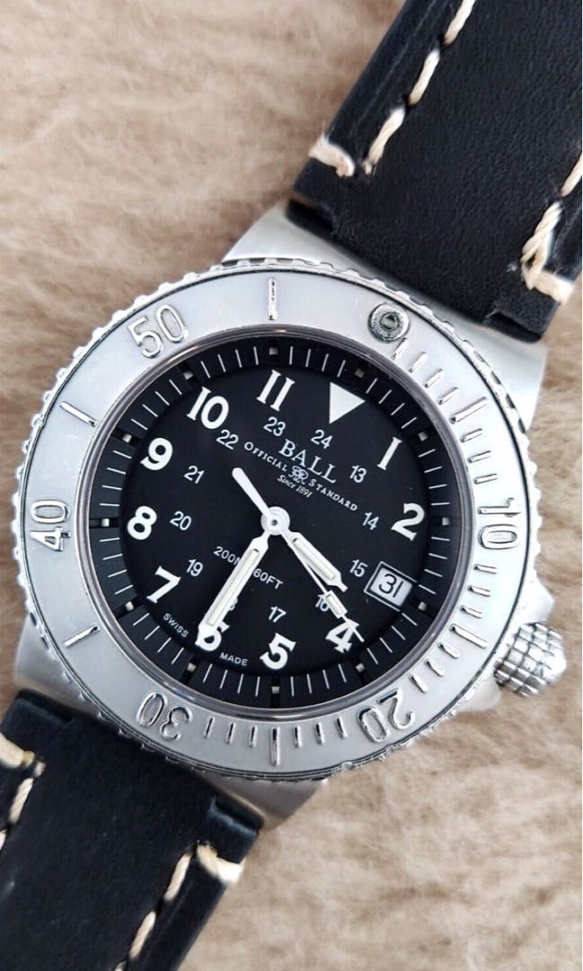 BALL Railroader B2100 Black MILITARY Dial Stainless Steel QUARTZ 39mm