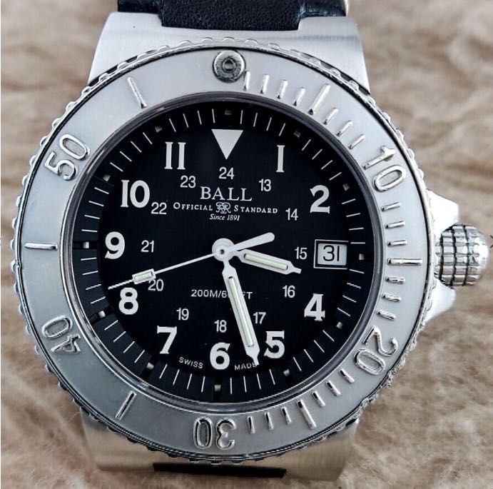 BALL Railroader B2100 Black MILITARY Dial Stainless Steel QUARTZ 39mm