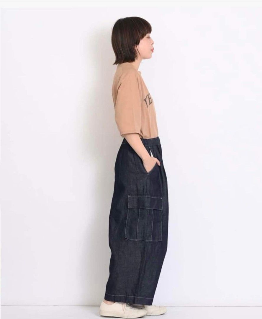 Big sale）日本Estroislose Demin pant japan cotton linen 深藍色牛仔