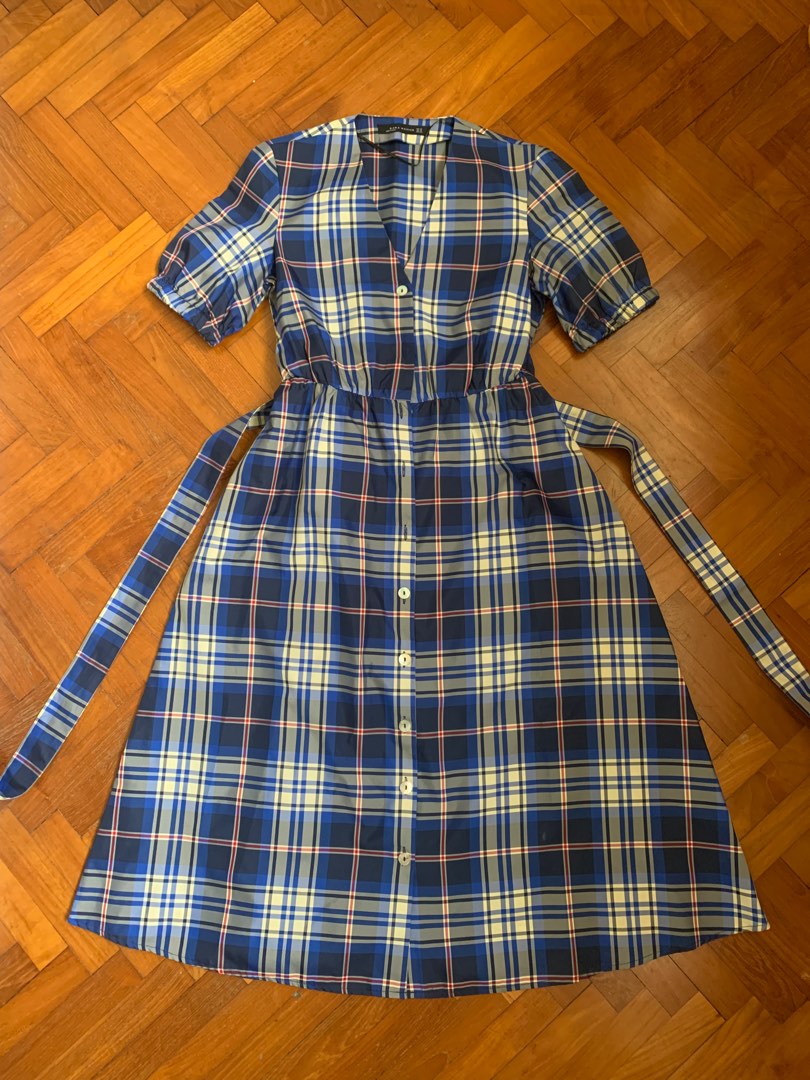 Blue tartan dress zara online