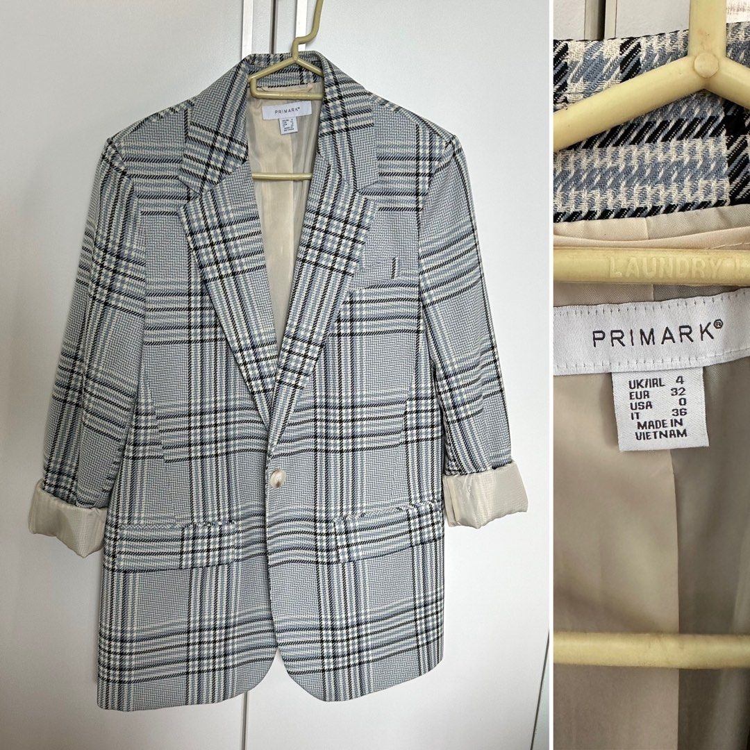 Checkered outlet boyfriend blazer