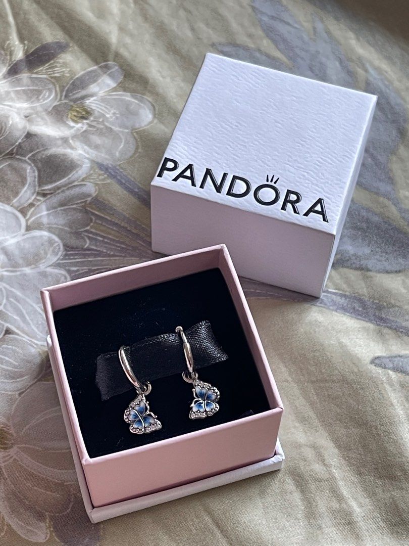 BRAND NEW PANDORA BLUE BUTTERFLY HOOP EARRINGS Women s Fashion