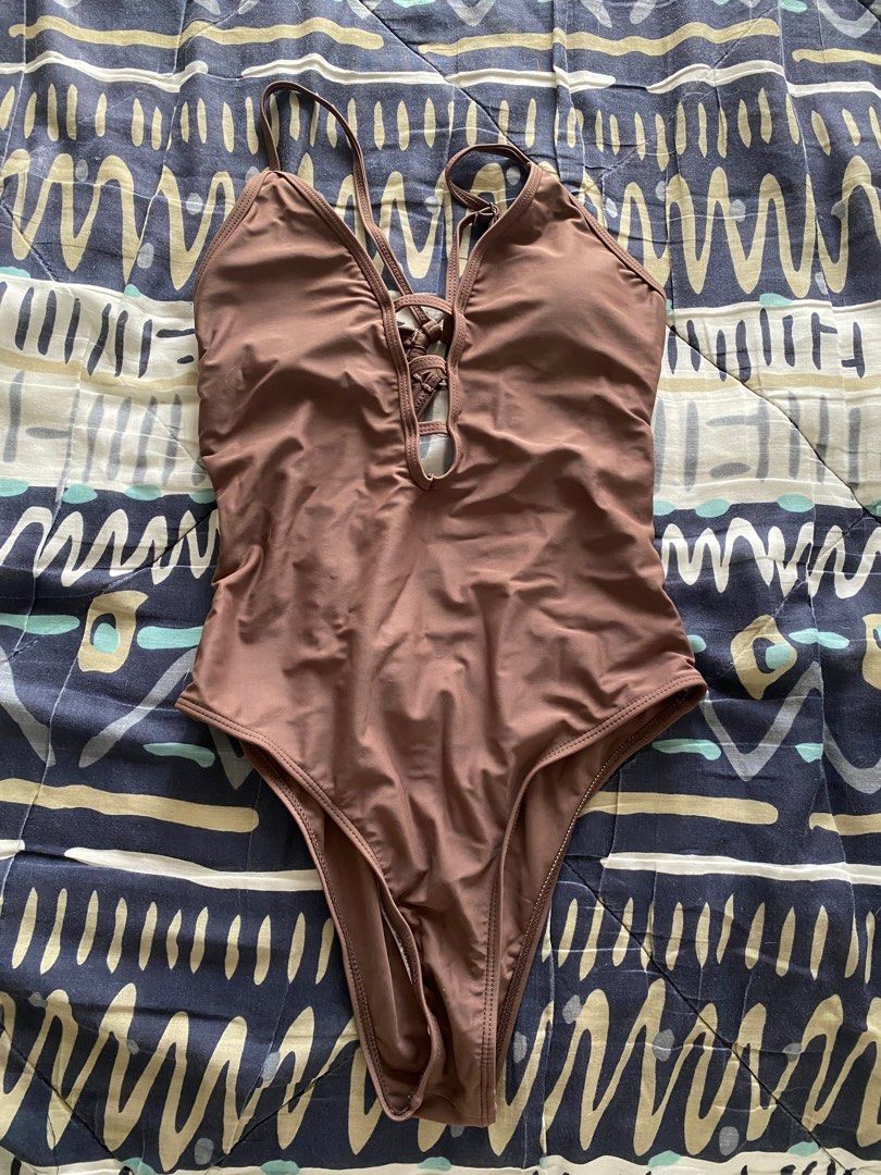 Brown one piece swimsuit on Carousell