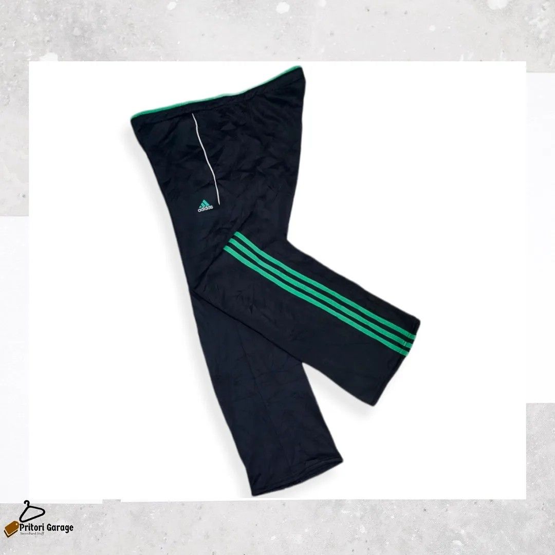 Black neon green stripe adidas pants 2025